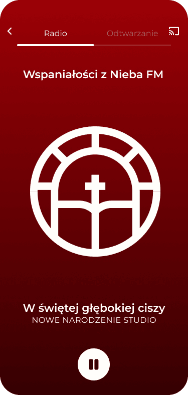 Widok aplikacji mobilnej Wspaniałości z Nieba